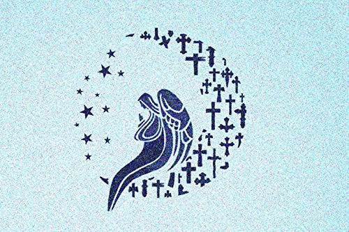 Praying Angel on Cross Stars Half Moon Stencil Religious Angels Stencils