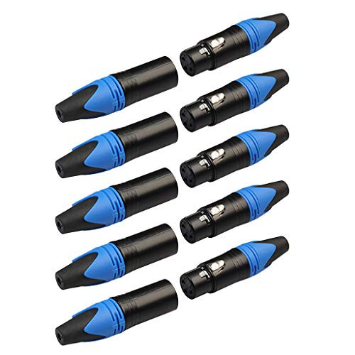 5 Pair XLR 3 Pin Male  and  Female Plug Audio Microphone Cable Connector _ Blue