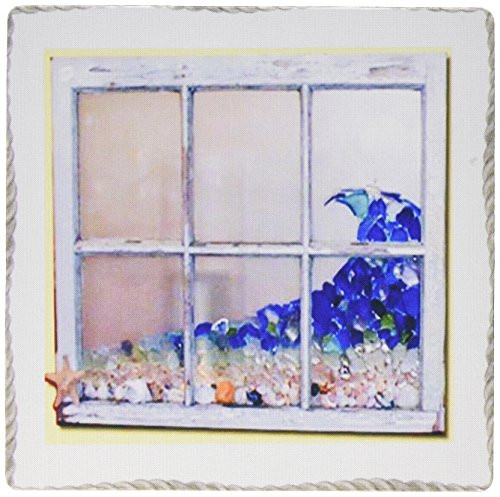 3dRose 8 X 8 X 0.25 Shabby Chic Shoreline Window Of Seaglass N Shells Mouse Pad (mp_109995_1)