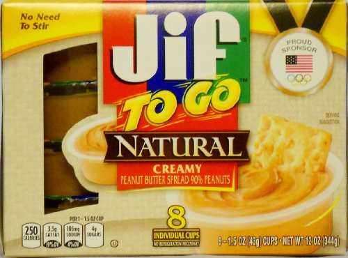 Jif to Go Natural Creamy Peanut Butter 8 individual cups _Pack of 3_