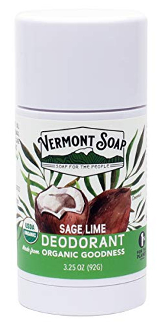 Vermont Soap Organic Deodorant Sage Lime 3.25 Ounce Value Size _ USDA Certified Organic and All Natural Formula with No Aluminum_ Chemicals_ Parabens or Preservatives Vermont Soap Organic Deodorant Sage Lime 3.25 Ounce Value Size _ USDA Certified Organic and All Natural Formula with No Aluminum_ Chemicals_ Parabens or Preservatives