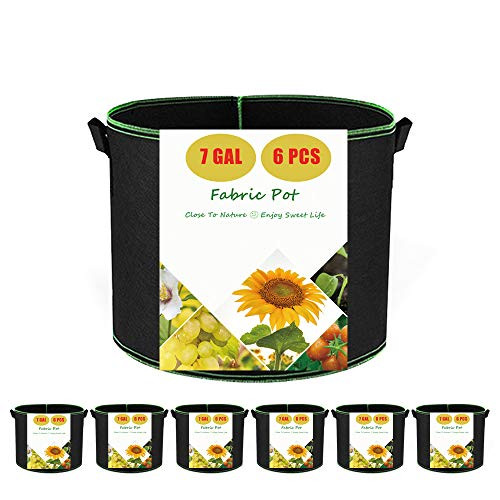 Smart Fabric Pots Aeration Plant Grow Bags Plants Growing Bag Planter Container with Handles Gallon Heavy Duty Thickened Nonwoven Vegetables Flower _7 Gallon_