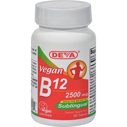 Deva Vegan Vitamins Sublingual B12 _ 2500 mcg _ 90 Tablets Deva Vegan Vitamins Sublingual B12 _ 2500 mcg _ 90 Tablets