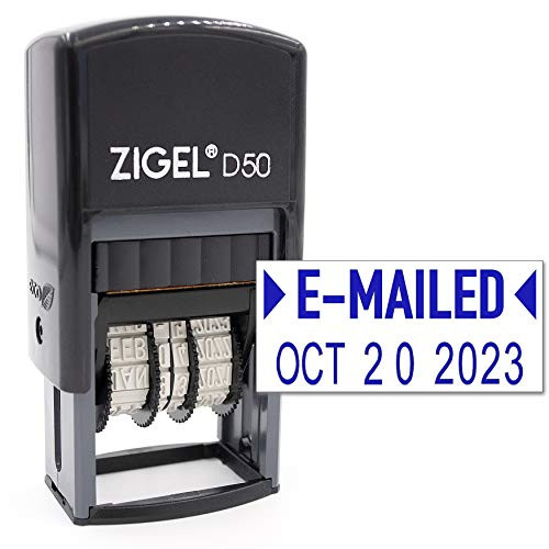 ZIGEL D50 Date Stamp with E_MAILED _ Self Inking Date Stamp _ Blue
