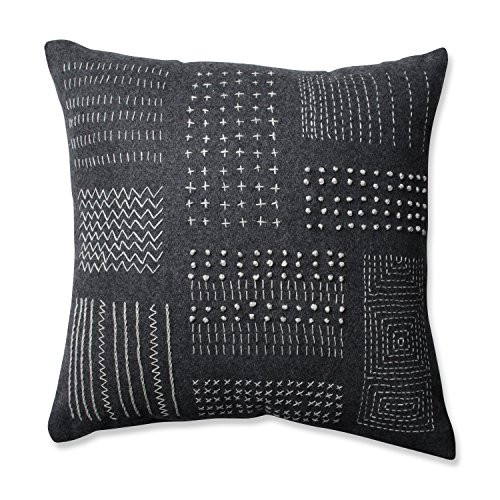 Pillow Perfect Tribal Sampler Felt Throw Pillow, 16.5", Dark Melange/Grey