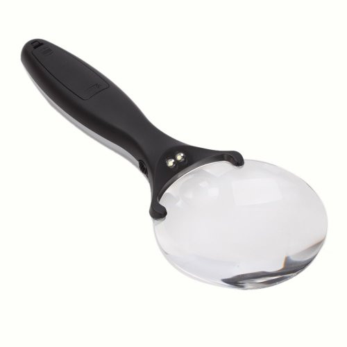 E_MART 6X 88mm   3X 21mm Double Lens Handheld Hand Held Magnifier Magnifying Glass Loupe Handle With LED Light