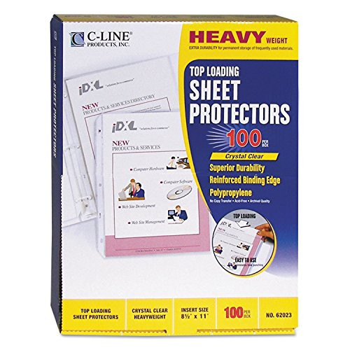 CLI62023 _ C_Line Heavyweight Polypropylene Sheet Protector_ Clear_ 11 x 8 1 2_ 100 BX