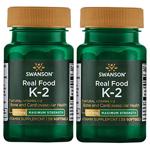 Swanson Real Food Vitamin K_2 _ Maximum Strength 200 mcg 30 Sgels 2 Pack