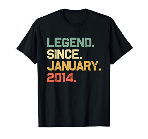 Legend Since January 2014 7th Gift Birthday 7 Years Old T_Shirt