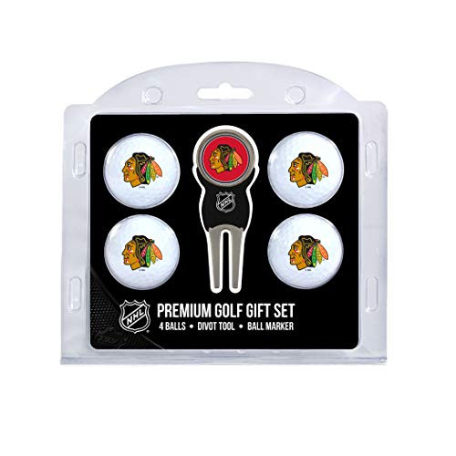 Team Golf NHL Chicago Blackhawks Regulation Size Golf Balls (4 Count) & Divot Tool with Removable Double-Sided Magnetic Marker