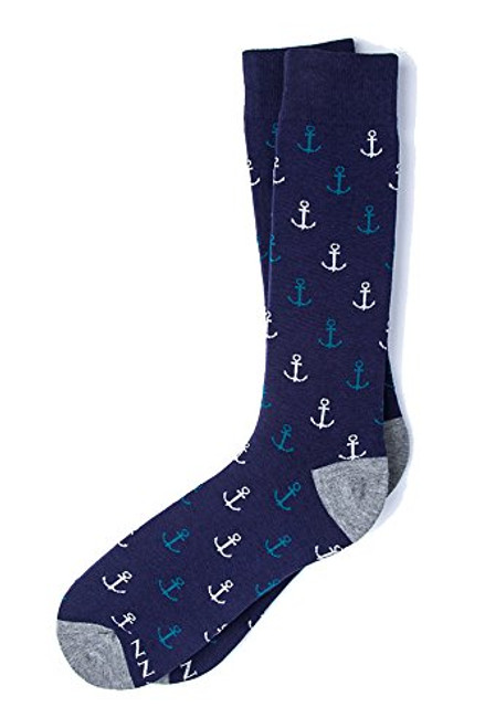Men's Hipster Designer Nautical Anchors Novelty Crew Dress Socks _Blue Aqua  and  White_ Men's Hipster Designer Nautical Anchors Novelty Crew Dress Socks _Blue Aqua  and  White_