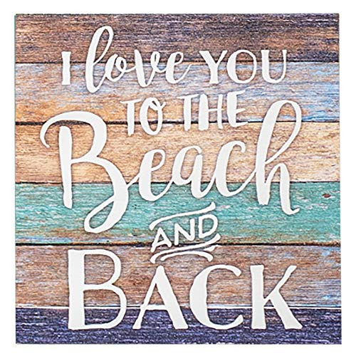 P. Graham Dunn I Love You to The Beach and Back Lath 5.5 x 5.5 Solid Wood Barnhouse Block Sign