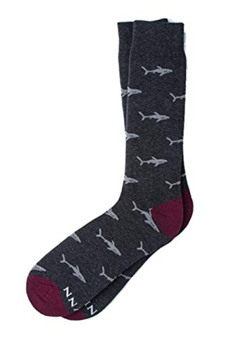Men's Hipster Swimming Shark Bait Marine Animal Novelty Crew Dress  and  Trouser Socks _Charcoal Gray_