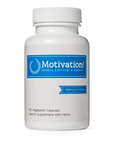 Motivation Herbal Caffeine Pills with B_Vitamin Complex for Sustained Energy Supplement _ Natural Guarana Seed and Green Tea Extract_ Rhodiola_ Ginseng _ 100 Capsules