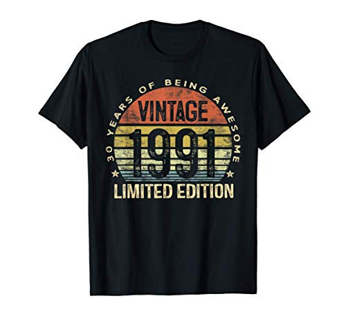 30 Year Old Gifts Vintage 1991 Limited Edition 30th Birthday T_Shirt