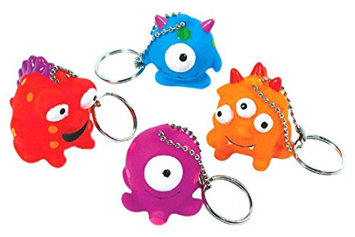 Amscan Party Perfect Monster Keychains Favours, Rubber, 1" x 1", Pack of 12