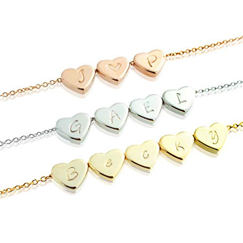 Initial Heart Necklace Hand stamped 16k Gold White Gold Rose Gold Plated Dainty Heart Charm Dainty Christmas Wedding gifts Bridesmaids