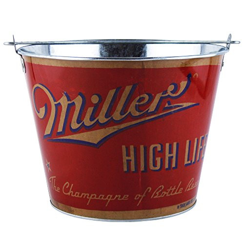 Boelter Brands Miller Retro Metal Bucket, 5 Quarts, Red