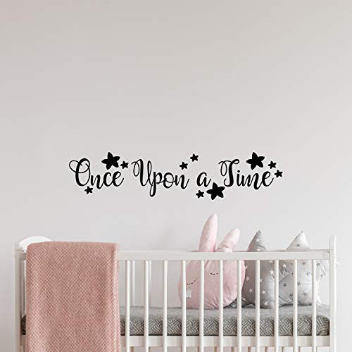 My Vinyl Story _ Once Upon a time _ Girl Nursery Decor Wall Decal Quote Removable Vinyl Art Decorations Stickers for Children Baby Kids Boy Girl Bedroom Gift 32x7 inches
