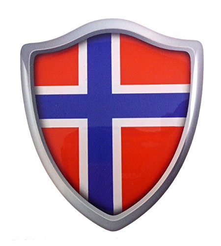 Norway Flag Shield Domed Decal 3D Look Edge Emblem Resin car Sticker 2.6 inch x3 inch