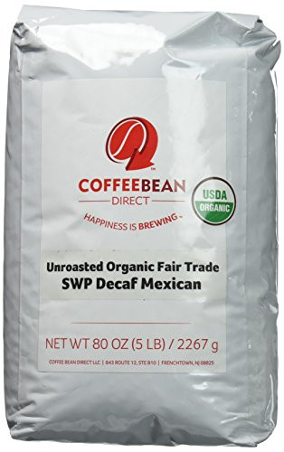Green Unroasted Organic Swp Decaf Mexican, Whole Bean Coffee, 5-Pound Bag