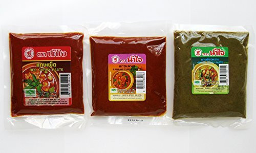 _Pack of 3_ Thai Panang Red Green Curry Paste in Vacuum Bag Original 100 G.x3 From Thailand