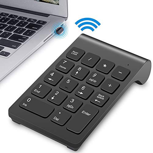 Numeric Keypad USB Wireless Number Pad_ Ldcx NK_02 Portable Slim Mini Keypad for Laptop Desktop Computer PC_Full Size 18 Key USB Number Pad _ Black
