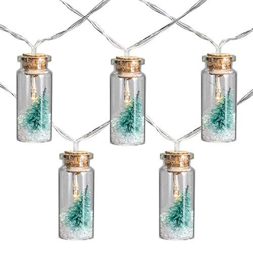 Northlight 10 B O Corked Bottle with Tree LED Warm White Christmas Lights _ 3 ft Clear Wire