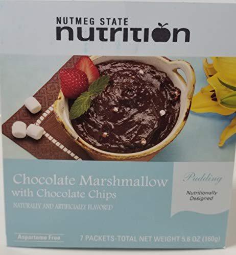 Nutmeg State Nutrition High Protein Snack and Meal Replacement Pudding Diet Pudding _ Chocolate Marshmallow with Chocolate Chips _7ct_ _ Trans Fat Free_ Aspartame Free_