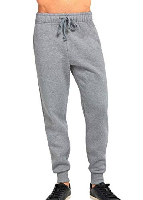 JMR Men's Fleece Sweat Pants_ Elastic Waistband with Drawstring_ Cuffed Bottom Sweatpants with Side Pockets _3X_Large_ Heather Grey_