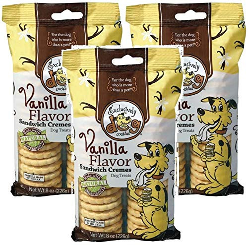 Exclusively Pet 3 Pack of Sandwich Cremes Vanilla Flavor Dog Treat Cookies