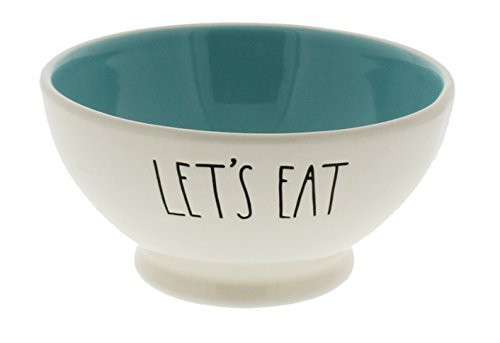 Rae Dunn by Magenta LET'S EAT Ice Cream / Cereal Bowl Blue Interior