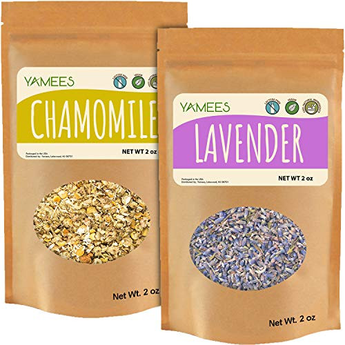 Yamees Lavender and Chamomile _ Dried Cut Leaves _ Natural Herbal Tea _ Loose Tea _ Bulk Spices _ 2 Pack of 2 oz Each