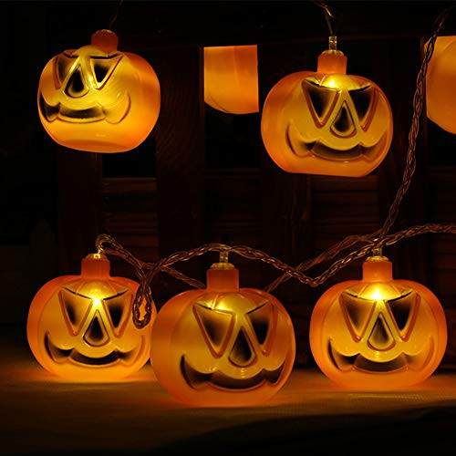 EMOGA Decor Pumpkin Eye Skeleton String Lights_ 2M 10 LEDs Battery Operated Jack_O_Lantern Rope Lights for Patio Outdoor Halloween Christmas Decorations_Orange Pumpkin_