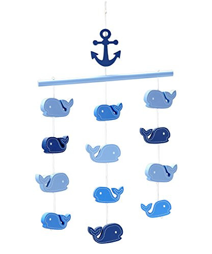 Little Love by NoJo Ceiling Mobile, Navy Whale