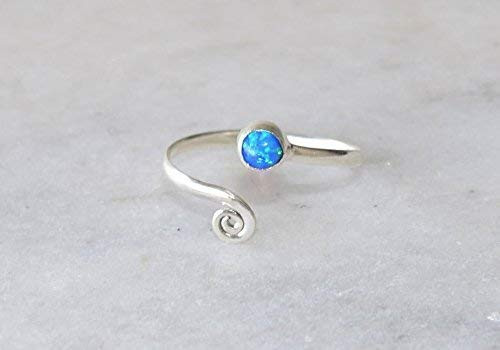 Dark Blue Opal Toe ring midi rings 925 Solid Sterling Silver Girl Women Body Jewellery Lab Opal Adjustable Toe Rings