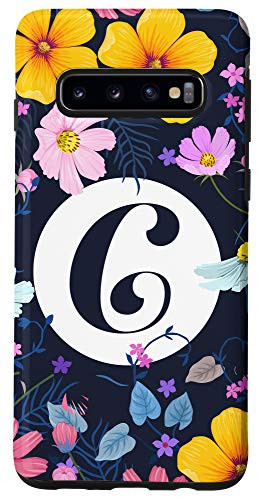 Galaxy S10 Cute Modern Floral Letter B _ floral initial letter B Case
