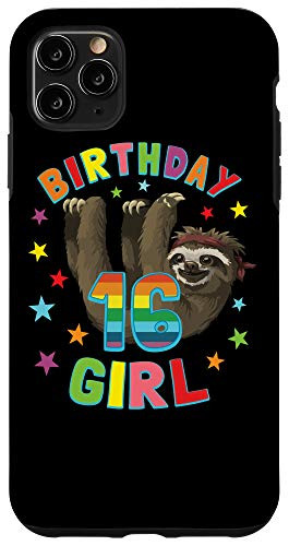 iPhone 11 Pro Max Girl 16th Birthday Sloth 16 Year Old B_day Party Kids Gift Case