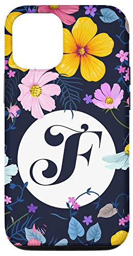 iPhone 12 12 Pro Cute Modern Floral Letter F _ floral initial letter F Case