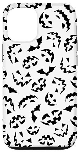 iPhone 12 12 Pro Halloween Scary Creepy Jack_O_Lantern Faces and Bats Design Case