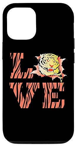 iPhone 12 12 Pro Yellow Tiger L O V E Love Heart Case