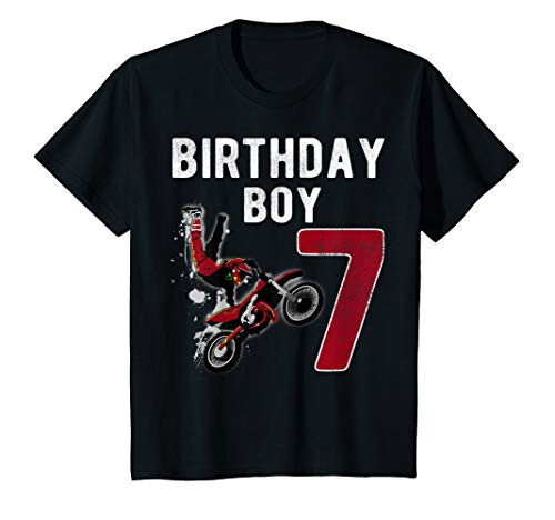 Kids Dirt Bike 7 Years Old Gift For Kids Birthday Boy Happy Tee T_Shirt