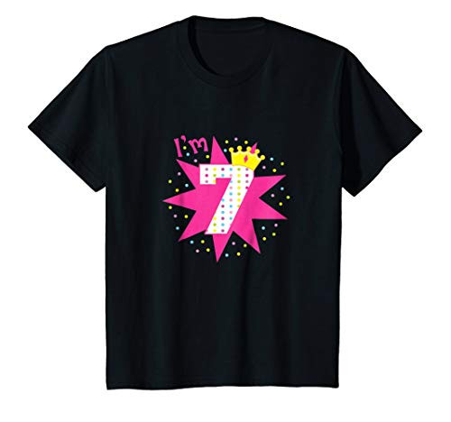 Kids I'm 7 Birthday T_Shirt Seven Year Old Gift Tee for Girls