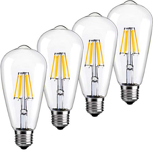 LED Edison Bulb Non_Dimmable Vintage Light Bulbs 6W 2700k Warm White 60W Equivalent E26 Edison Bulb 4_Pack by LUXON