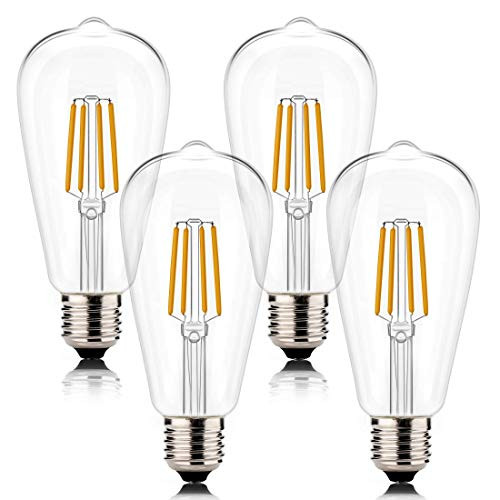 LED Edison Bulb Non_Dimmable Vintage Style Light Bulbs 4W 6000K Bright Daylight White E26 Base 4_Pack Antique Bulb by LUXON