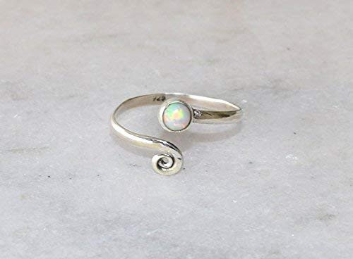 White Opal Toe ring midi rings 925 Solid Sterling Silver Girl Women Body Jewellery Lab Opal Adjustable Toe Rings White Opal Toe ring midi rings 925 Solid Sterling Silver Girl Women Body Jewellery Lab Opal Adjustable Toe Rings