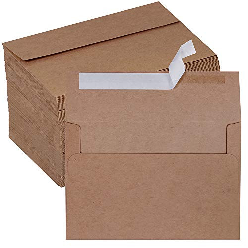 150 Pcs A8 Invitation Envelopes Self Seal Kraft Square Flap Envelopes for Wedding Party Invitation 5x7 Photo Envelope Reply Mailings Envelope Holiday Greeting Cards A7 A8 Flat Folded Cards Envelopes
