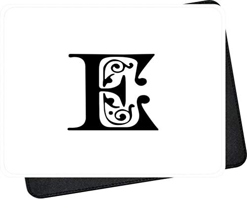 Monogram Personalized Letter E Fancy Lettering _ Premium Faux Leather Mouse Pad Mousepad