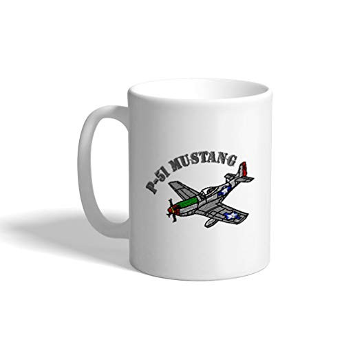 Ceramic Coffee Mug 11 Ounces P_51 Mustang Aircraft Name White Tea Cup Airplane Design Only Ceramic Coffee Mug 11 Ounces P_51 Mustang Aircraft Name White Tea Cup Airplane Design Only