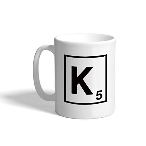 Custom Funny Coffee Mug Coffee Cup inch K inch  Scrabble Initial Monogram Letter K White Ceramic Tea Cup 11 OZ Design Only